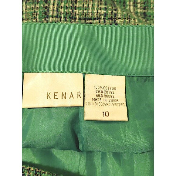 Kenar Green Blue Preppy Tweed Straight Line Skirt Clueless Vibes size 10 - Picture 3 of 5